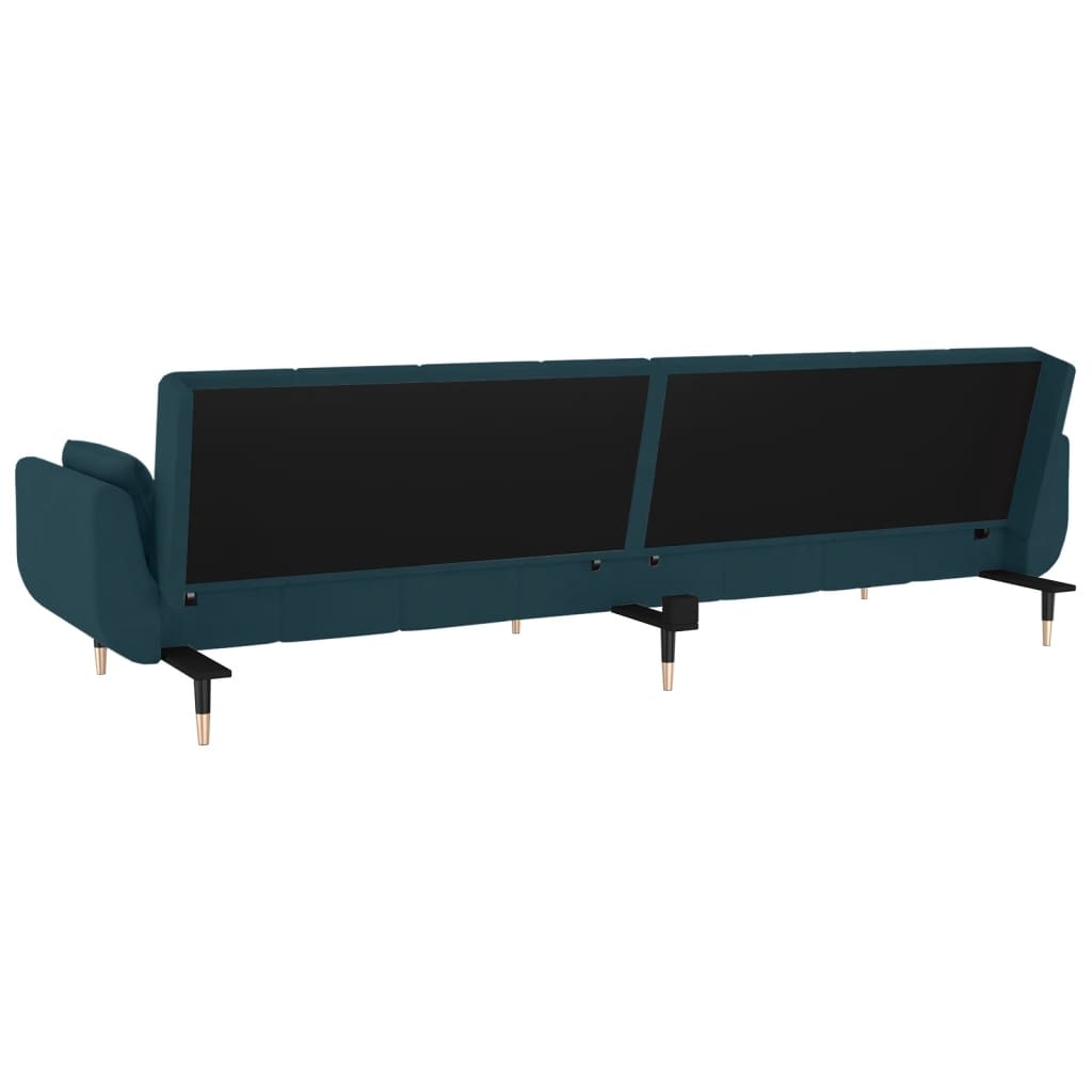 Sofá cama Hirina 2 plazas respaldo ajustable con almohadas azul 69x220x84,5 cm