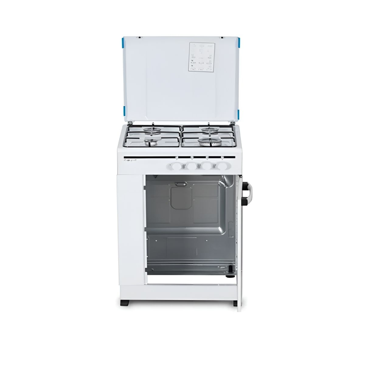 Cocina-de-gas-Nevir-NVR-CB4P-4-fuegos-con-portabombona-blanco-50-cm-detalle