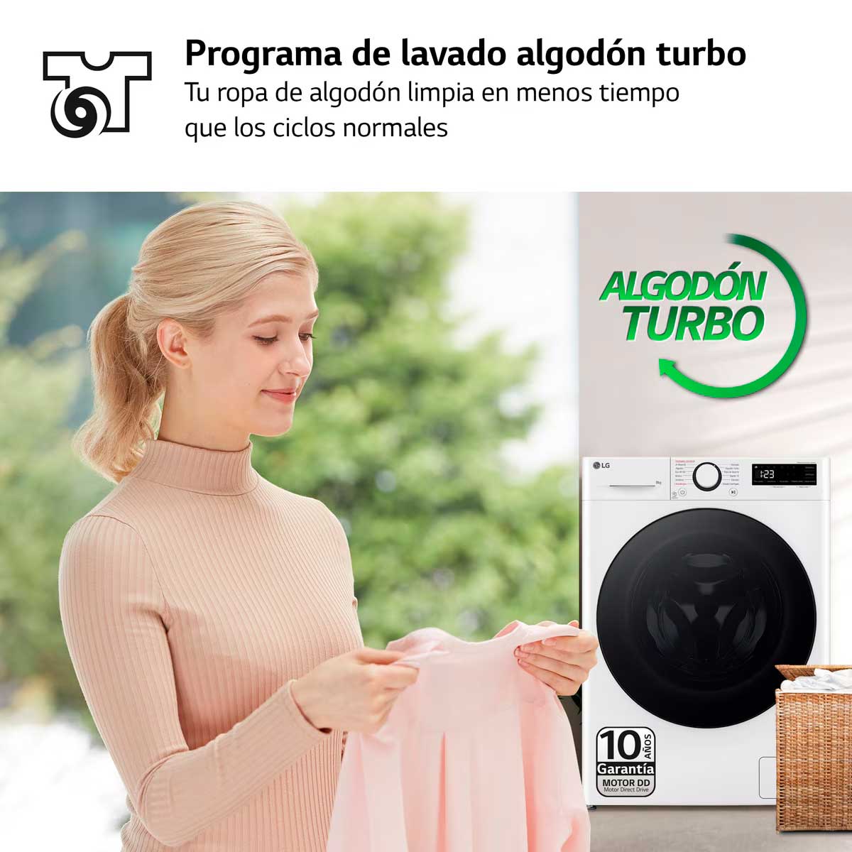 Lavadora LG F2WR5S08AGW 8kg 1200 rpm Direct Drive con IA A blanco 85 cm 4
