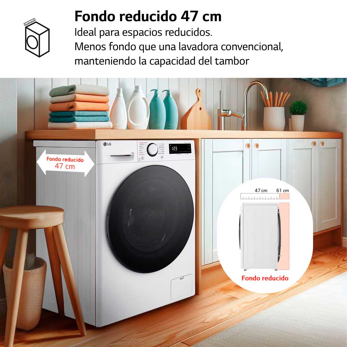 Lavadora LG F2WR5S08AGW 8kg 1200 rpm Direct Drive con IA A blanco 85 cm 7