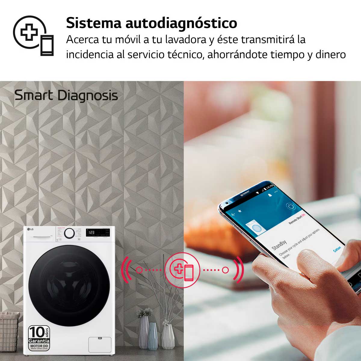 Lavadora LG F2WR5S08AGW 8kg 1200 rpm Direct Drive con IA A blanco 85 cm 8