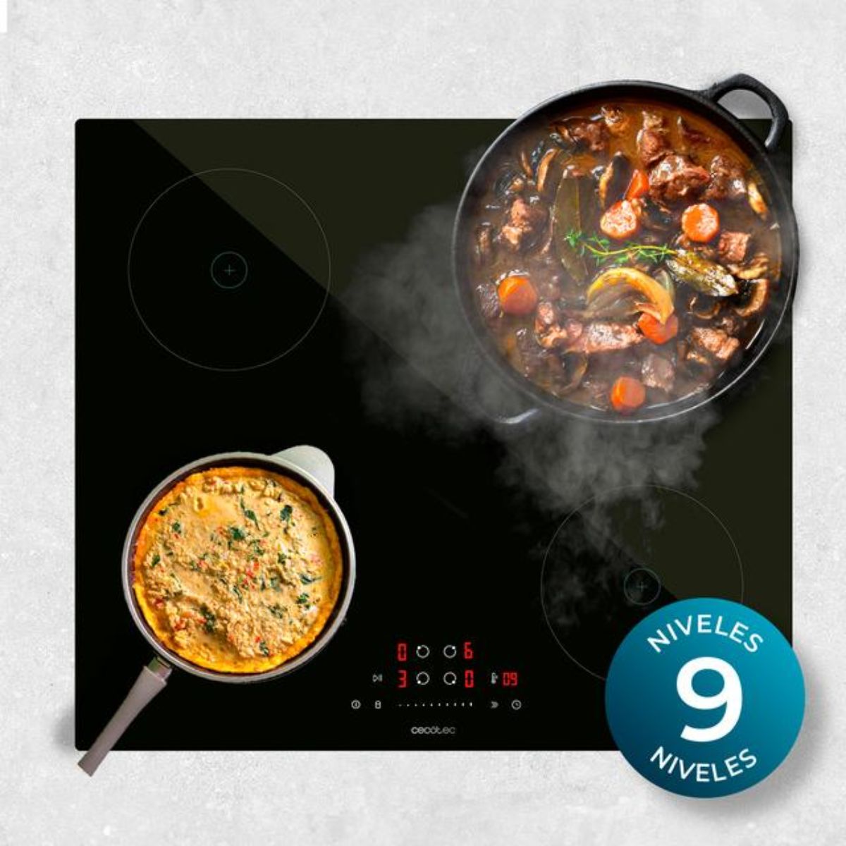 Placa-de-induccion-Cecotec-Bolero-Squad-I-4200-7200W-4-fuegos-9-niveles-negro