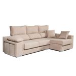 Sofá chaiselongue Rubí 3 plazas + 2 puffs beige frente derecho 102x265x145 cm