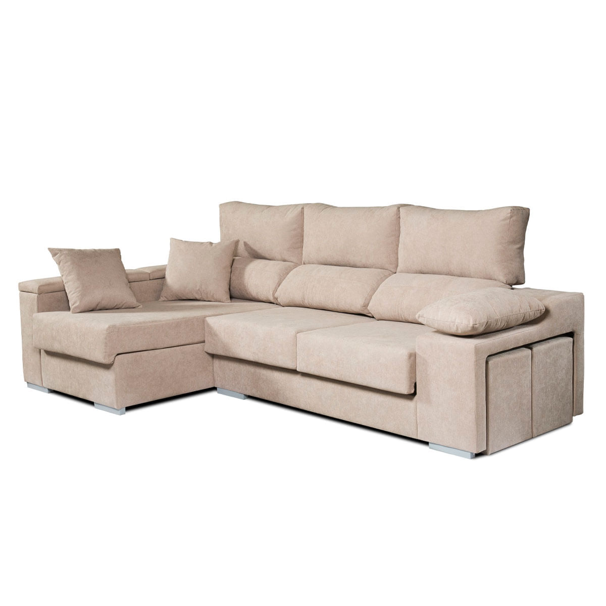 Sofa-chaiselongue-Rubi-3-plazas---2-puffs-beige-frente-izquierdo-102x265x145-cm