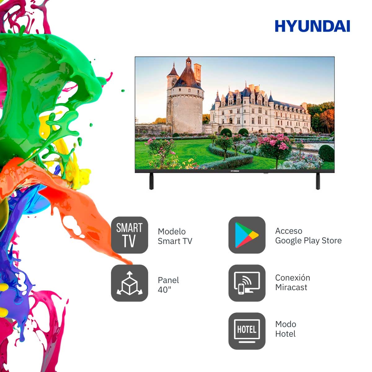Televisor Smart TV Hyundai HTV4000A HD LED 40'' Android 12 F negro 2
