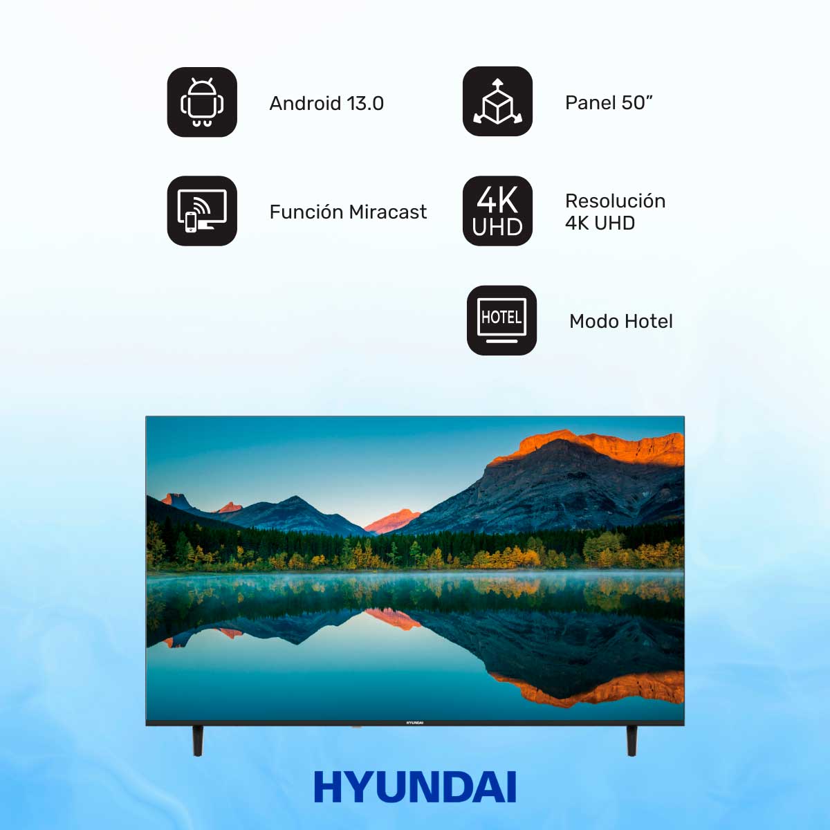 Televisor Smart TV Hyundai HTV5000UA 4K UHD LED 50'' Android 13 E negro 3