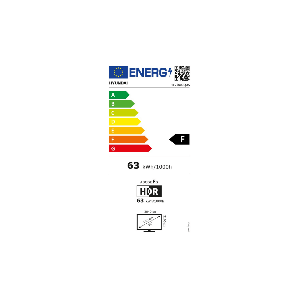 Televisor Smart TV Hyundai HTV5000QUA 4K UHD QLED 50'' Android 13 F negro eficiencia