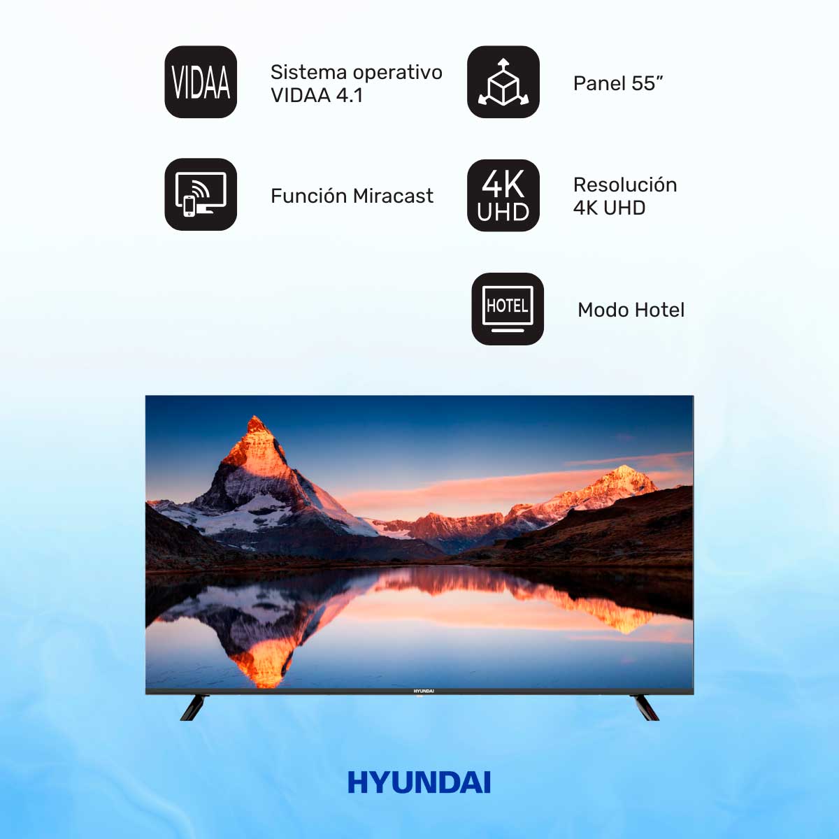 Televisor Smart TV Hyundai HTV5500UV 4K UHD LED 55'' VIDAA 4.1 F negro 3