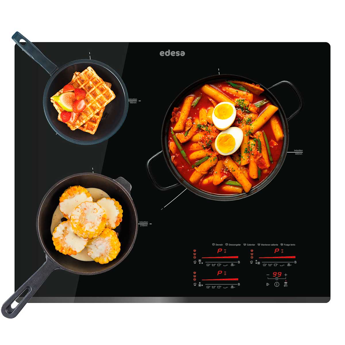 Placa de inducción Edesa EIMS - 6332 B 7100W 3 zonas negro 63 cm 2