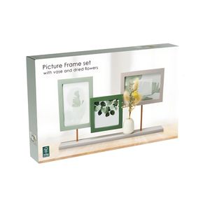 Portafotos con florero 3 imágenes 25,5x41x6 cm