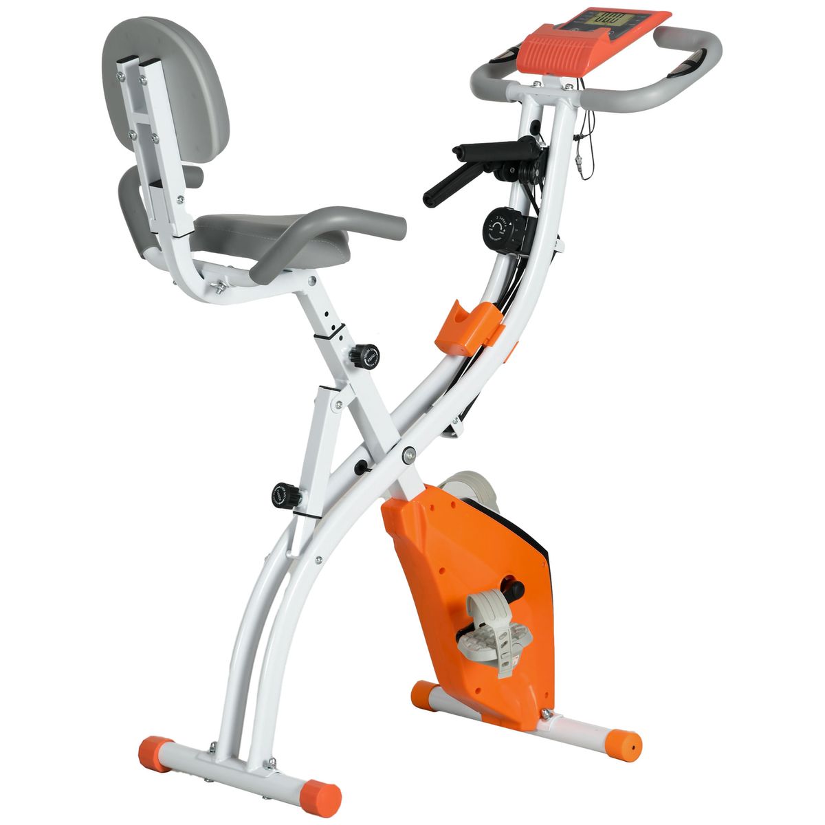Bicicleta estática Fit x Life Homcom pantalla LCD naranja 115x51x97 cm