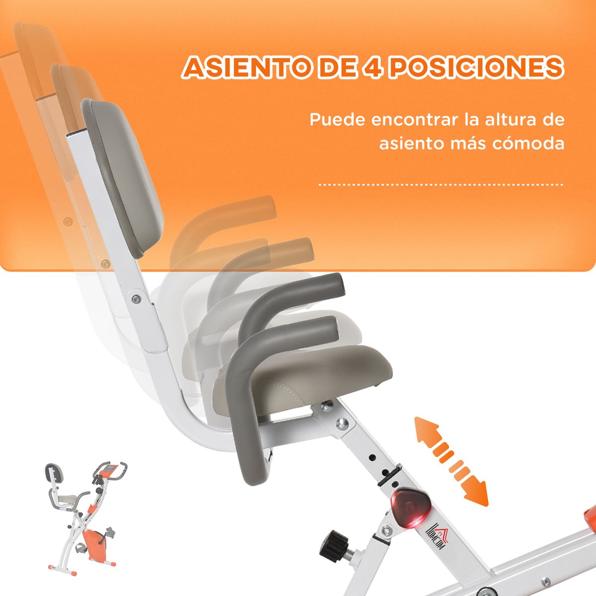 Bicicleta estática Fit x Life Homcom pantalla LCD naranja 115x51x97 cm
