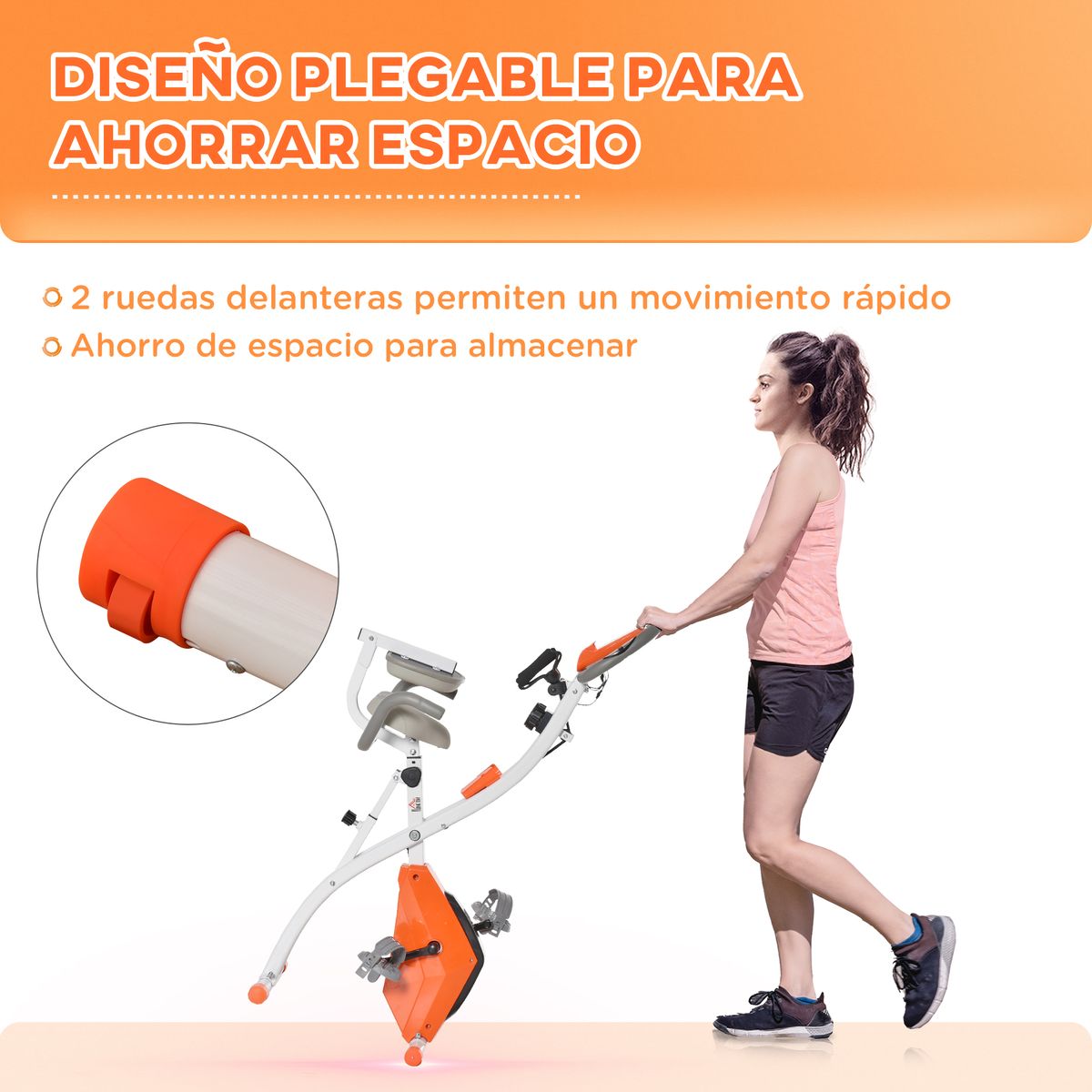 Bicicleta estática Fit x Life Homcom pantalla LCD naranja 115x51x97 cm