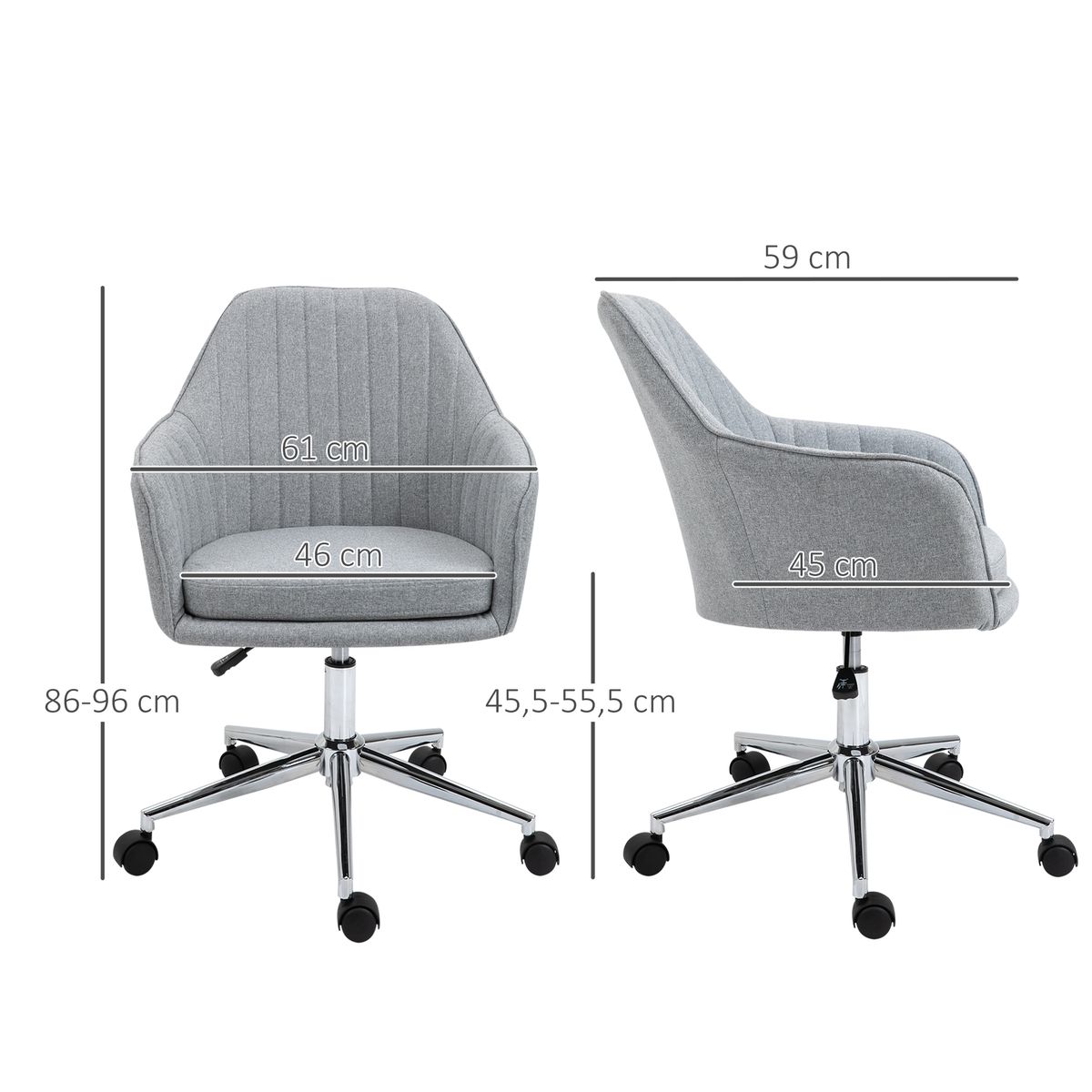 Silla de oficina Flora Vinsetto tipo ejecutiva gris 86-96x61x59 cm