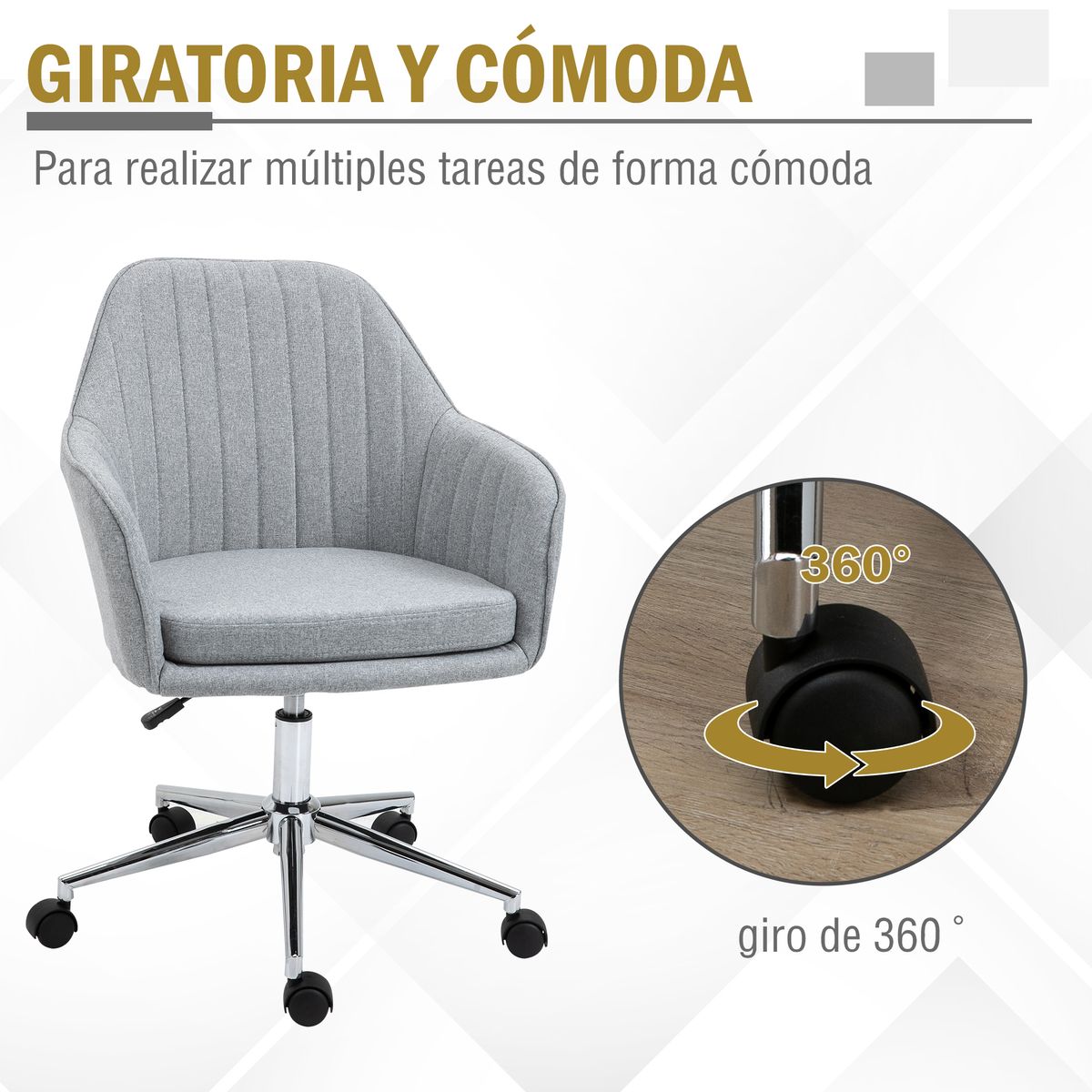 Silla de oficina Flora Vinsetto tipo ejecutiva gris 86-96x61x59 cm