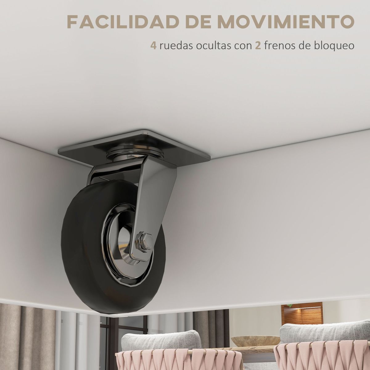 Isla de cocina Diluvio Homcom con encimera plegable 2 puertas + 2 cajones blanco 90,5x105x60 cm ruedas