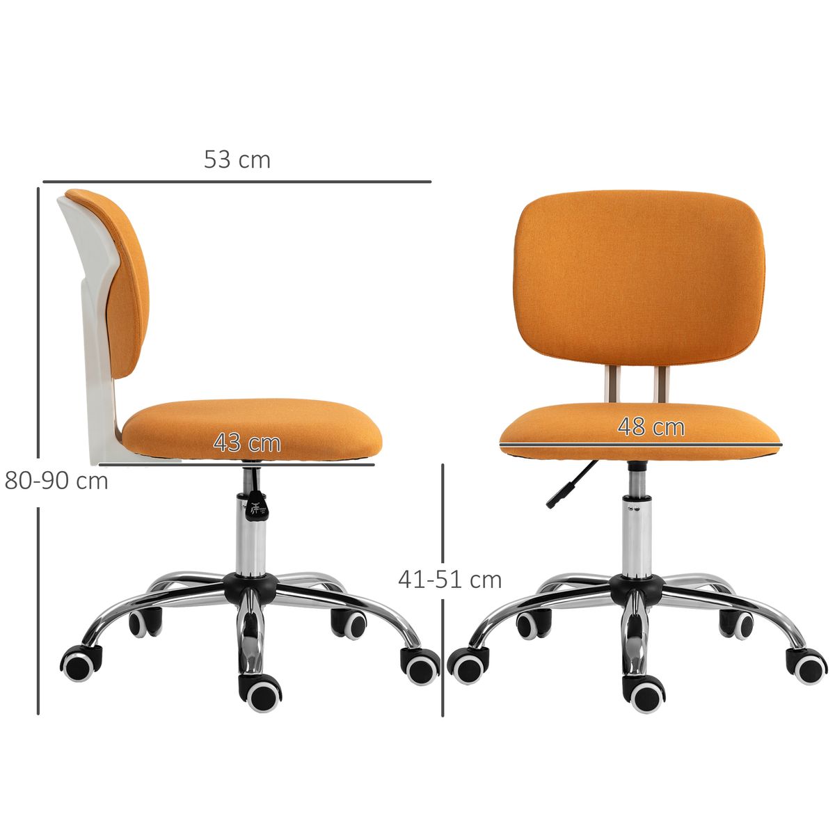 Silla de oficina Sunny giratoria altura regulable naranja 80-90x48x53 cm