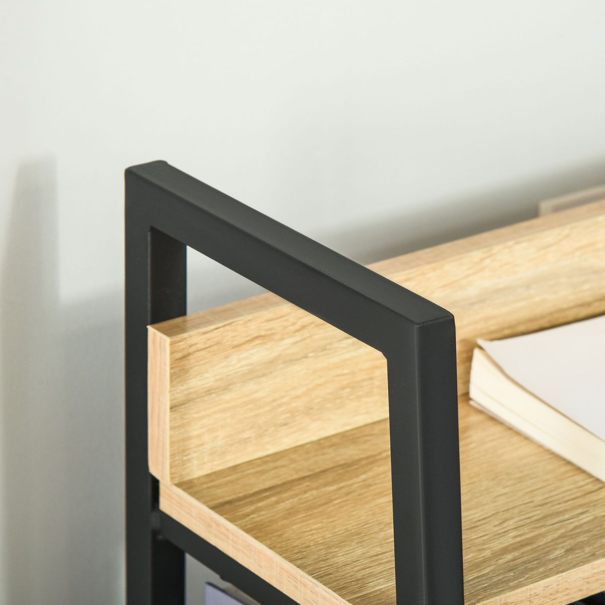 Estantería Nogal Homcom 5 niveles tipo librería natural/negro 149,5x70x35 cm