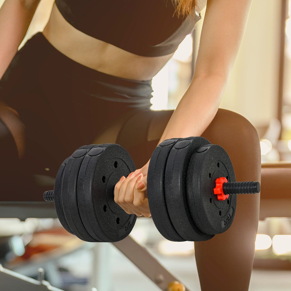 Set de mancuernas Homcom 2 en 1 25kg con barras negro