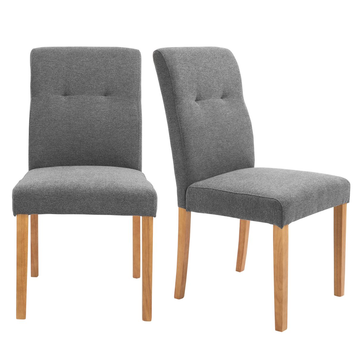 Pack de 2 sillas de comedor Sicilia Homcom acolchadas gris 96x50x62 cm