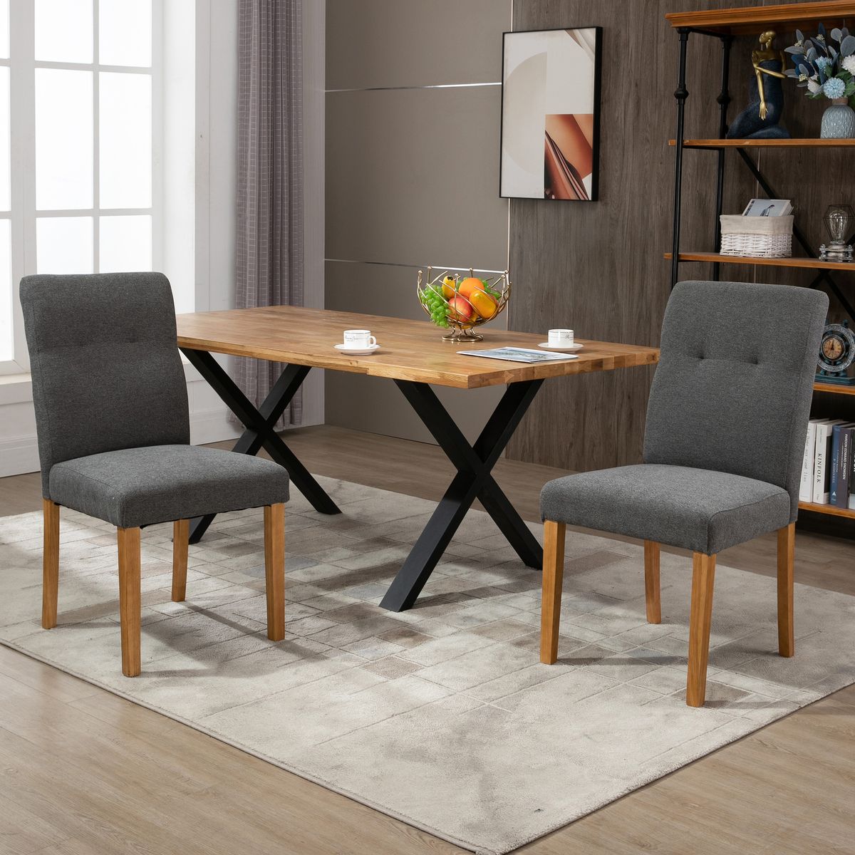 Pack de 2 sillas de comedor Sicilia Homcom acolchadas gris 96x50x62 cm