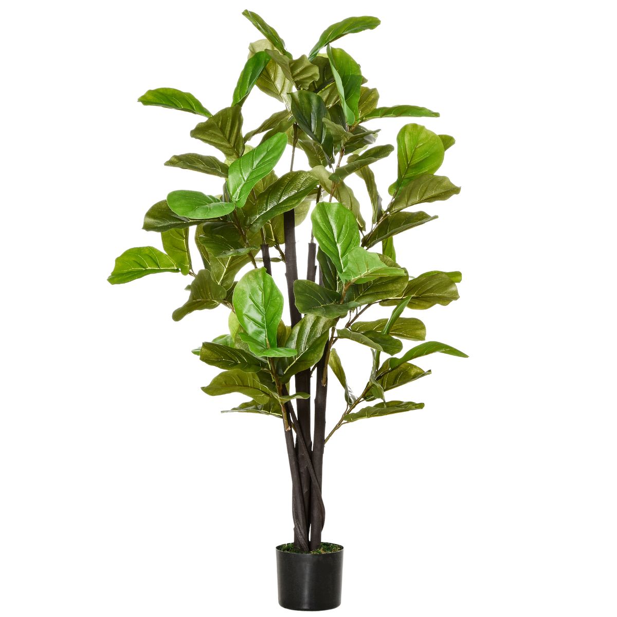 Planta imitación ficus Homcom 78 hojas verde 130 cm fondo blanco