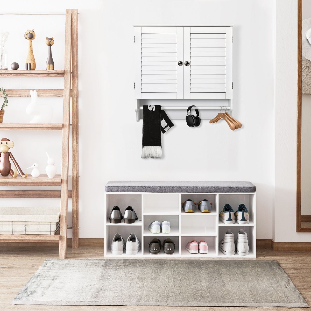 Armario auxiliar Tizza Kleankin 2 puertas con estante blanco 60x60x23 cm