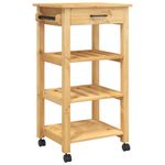 Carrito de cocina Monza 1 cajón + 3 estantes natural 90x48x40 cm
