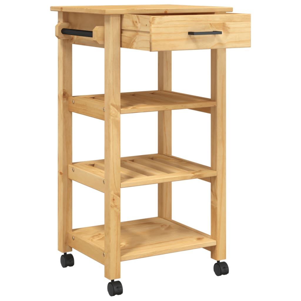 Carrito de cocina Monza 1 cajón + 3 estantes natural 90x48x40 cm