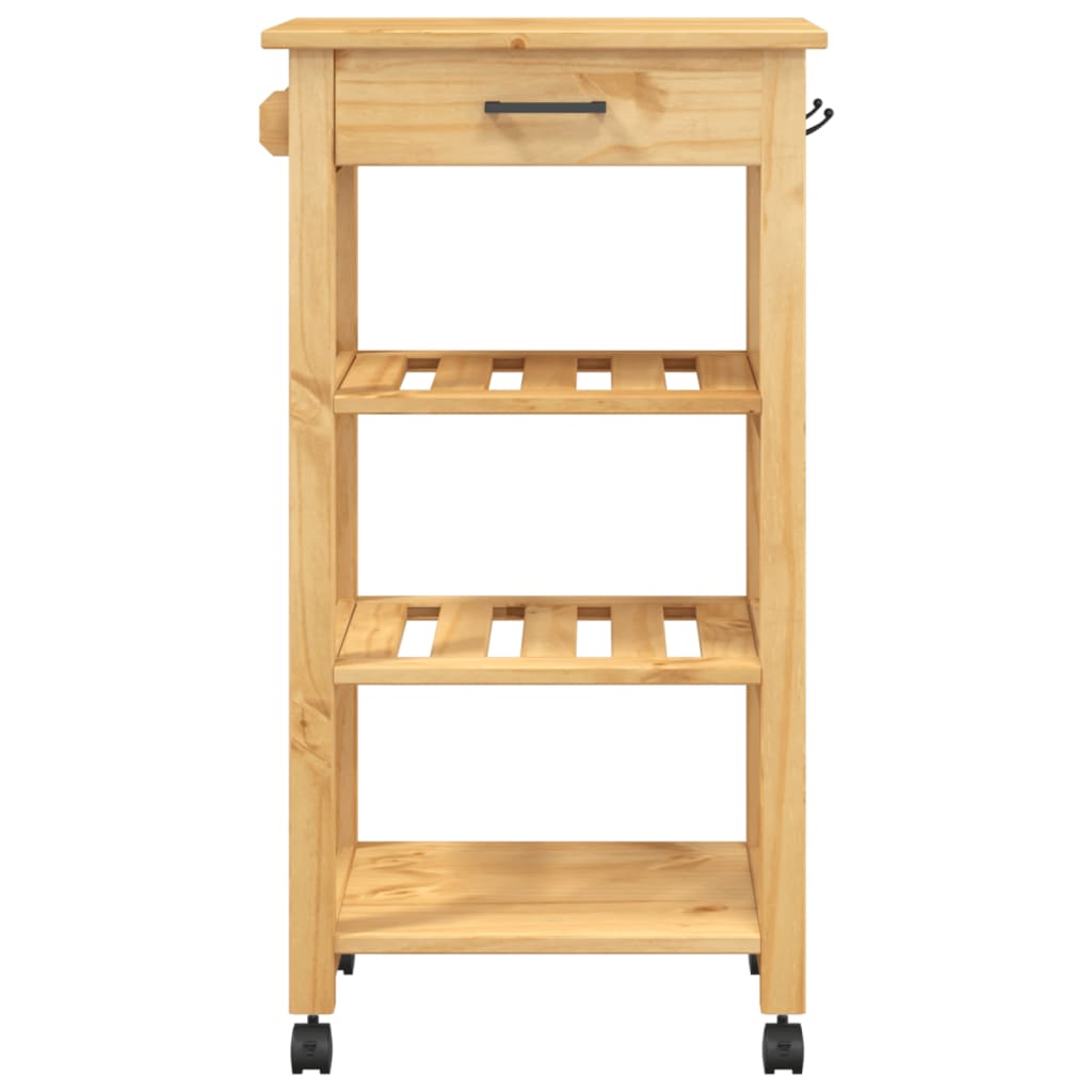 Carrito de cocina Monza 1 cajón + 3 estantes natural 90x48x40 cm