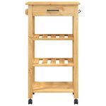 Carrito de cocina Monza 1 cajón + 3 estantes natural 90x48x40 cm