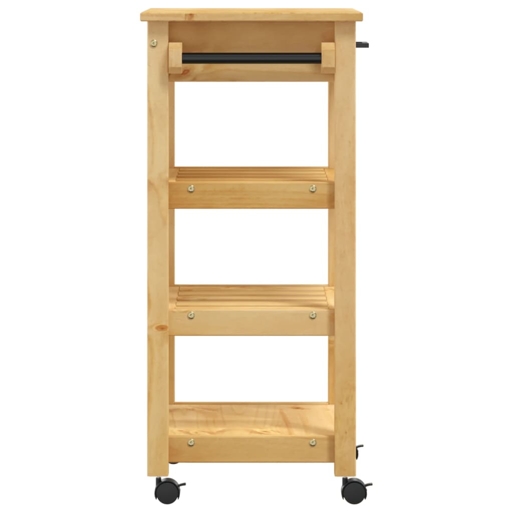 Carrito de cocina Monza 1 cajón + 3 estantes natural 90x48x40 cm