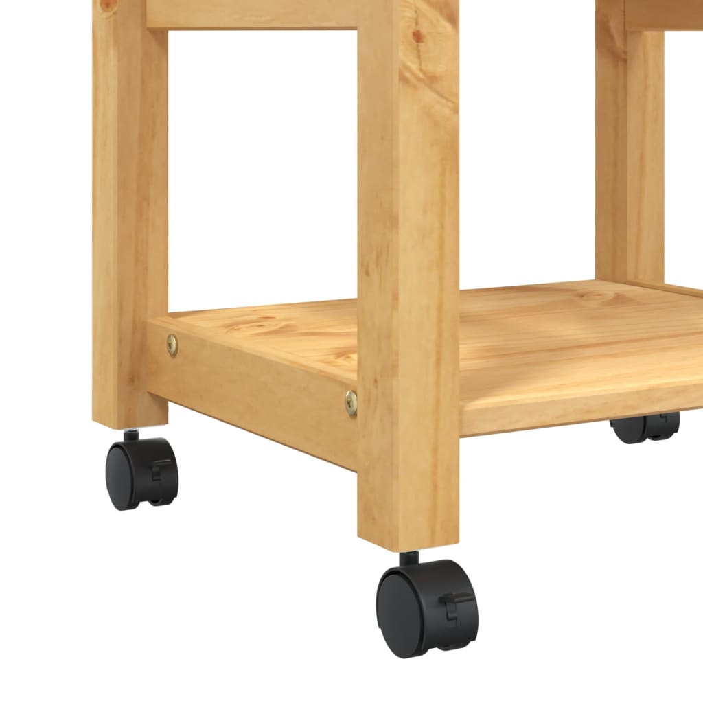 Carrito de cocina Monza 1 cajón + 3 estantes natural 90x48x40 cm