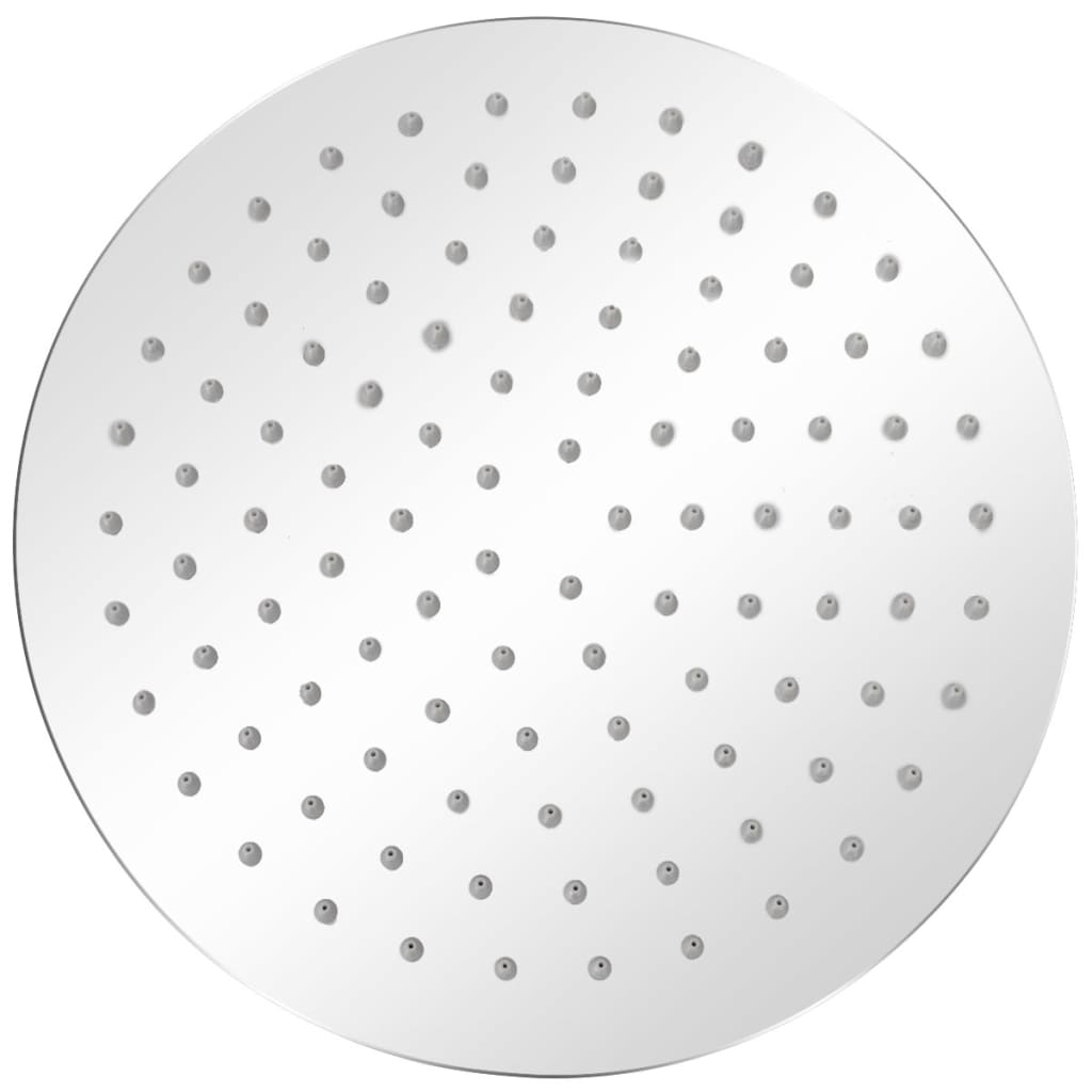 Cabezal de ducha efecto lluvia diseño redondo acero inoxidable 25 cm fondo blanco