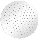Cabezal de ducha efecto lluvia diseño redondo acero inoxidable 25 cm fondo blanco