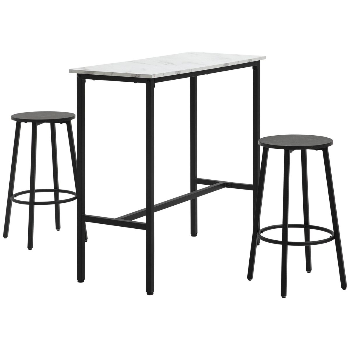 Conjunto de mesa y 2 taburetes Minerva Homcom blanco/negro