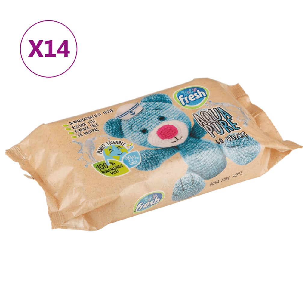 Pack de 14 paquetes de toallitas de bebé (840 en total) pH neutro blanco