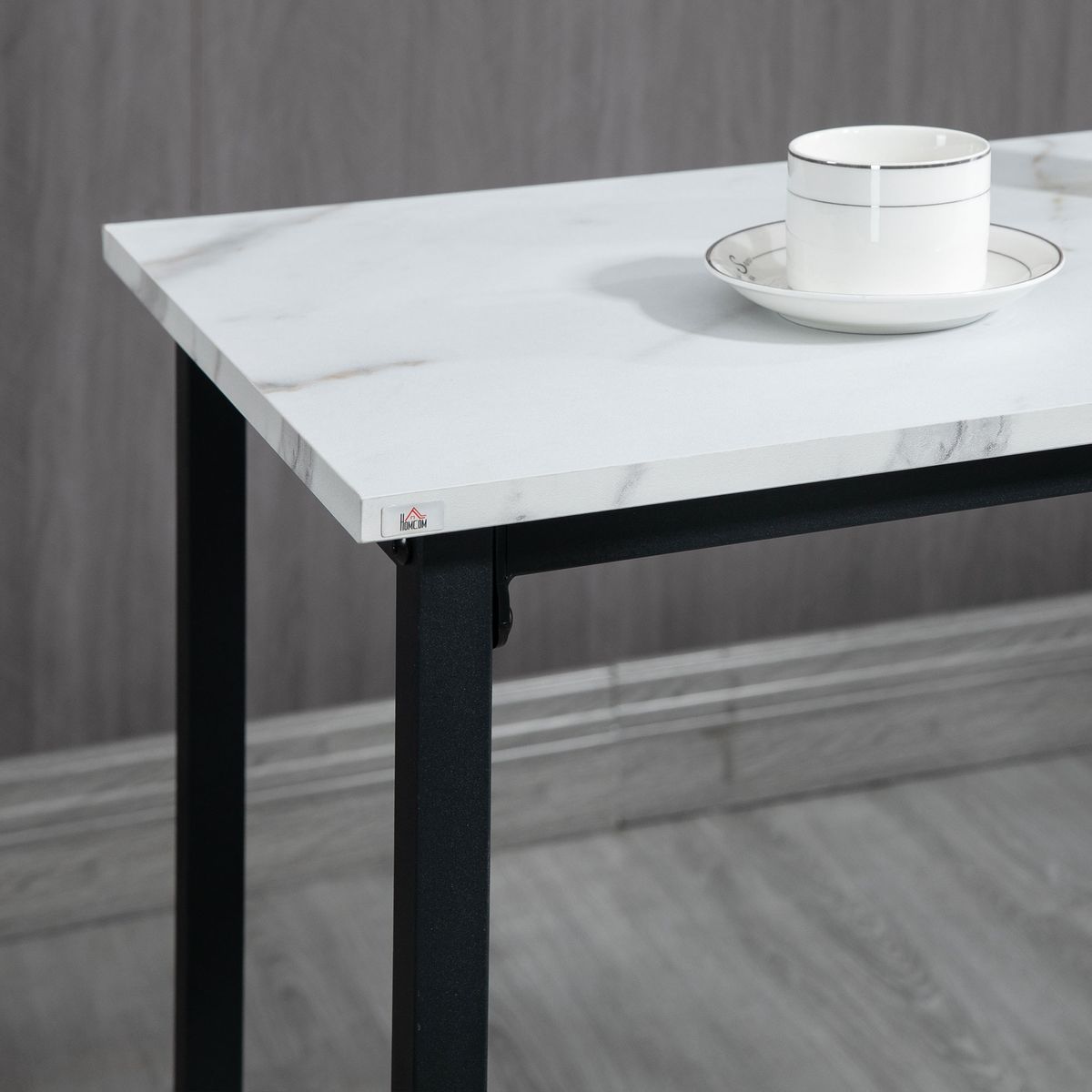 Conjunto de mesa y 2 taburetes Minerva Homcom blanco/negro