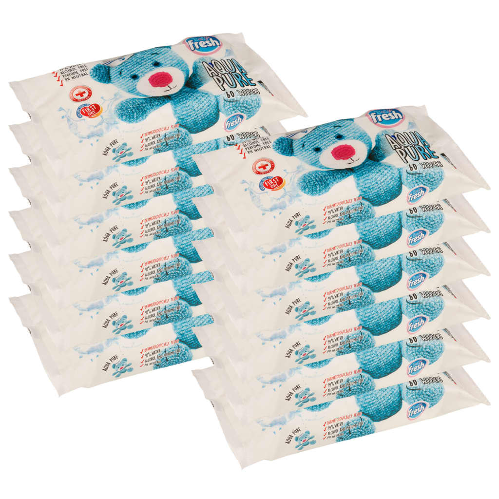 Pack de 12 paquetes de toallitas de bebé Baby Frash (720 en total) pH neutro blanco