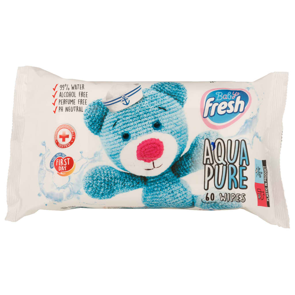Pack de 12 paquetes de toallitas de bebé Baby Frash (720 en total) pH neutro blanco