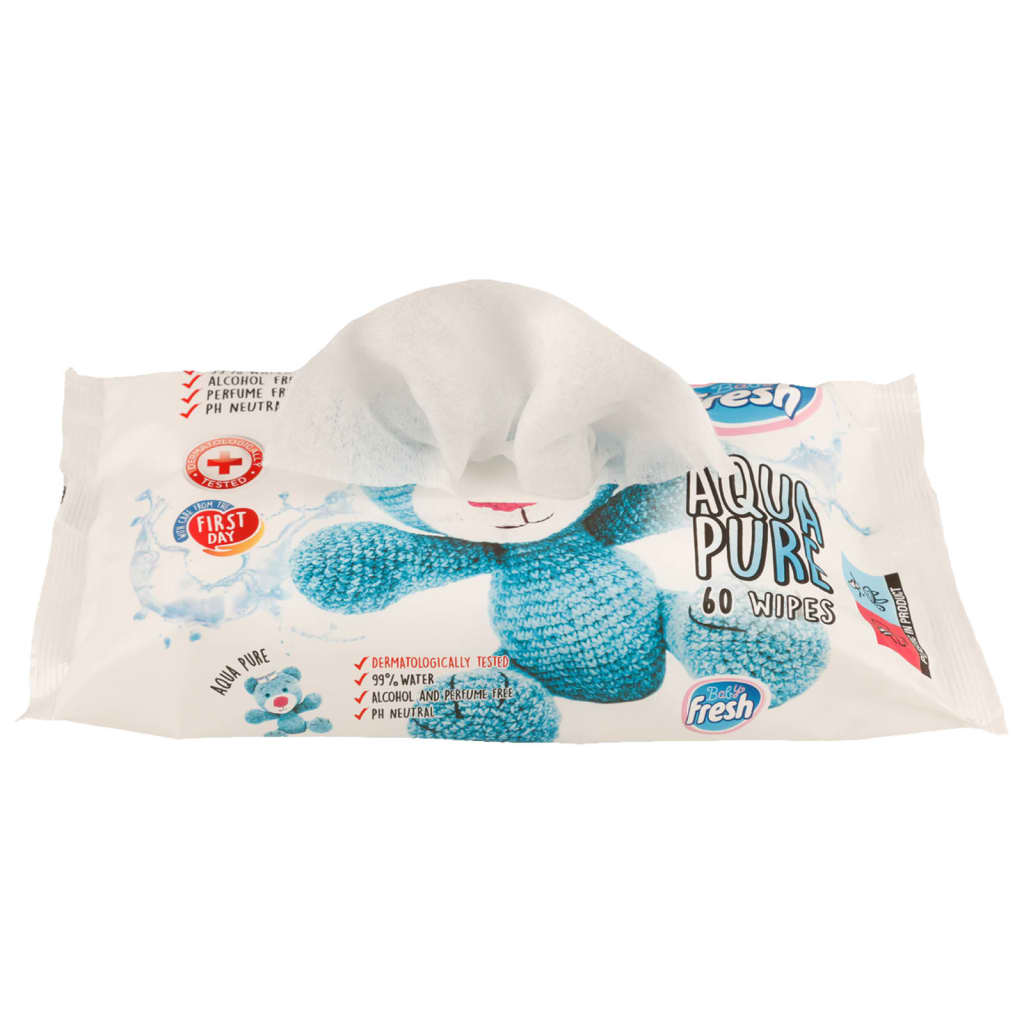 Pack de 12 paquetes de toallitas de bebé Baby Frash (720 en total) pH neutro blanco