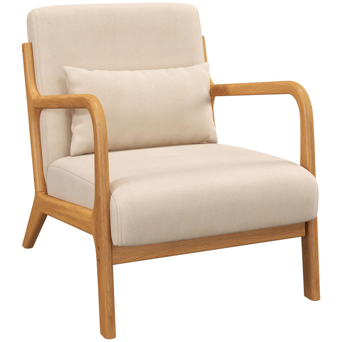 Sillón Batuta Homcom acolchado con reposabrazos beige 76x61x78 cm