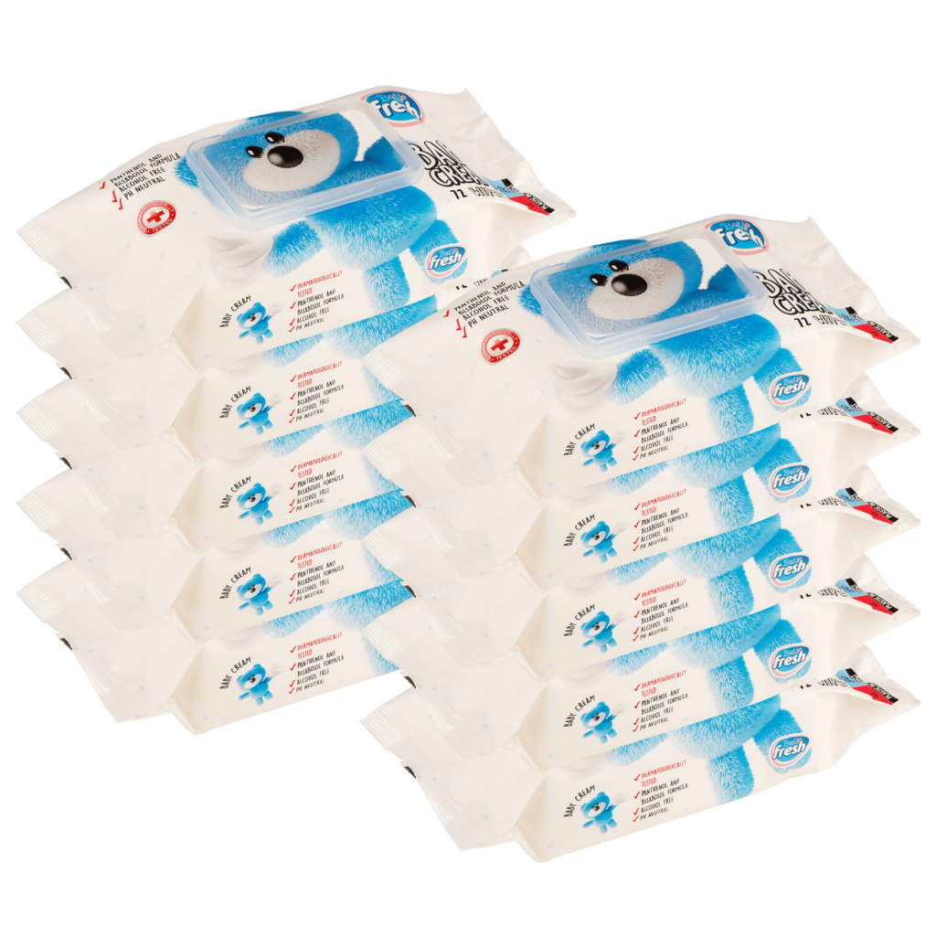Pack de 10 paquetes de toallitas de bebé Baby Fresh (720 en total) pH neutro azul