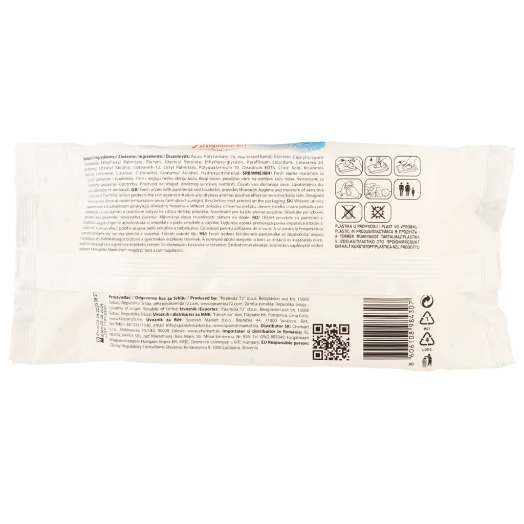 Pack de 10 paquetes de toallitas de bebé Baby Fresh (720 en total) pH neutro azul