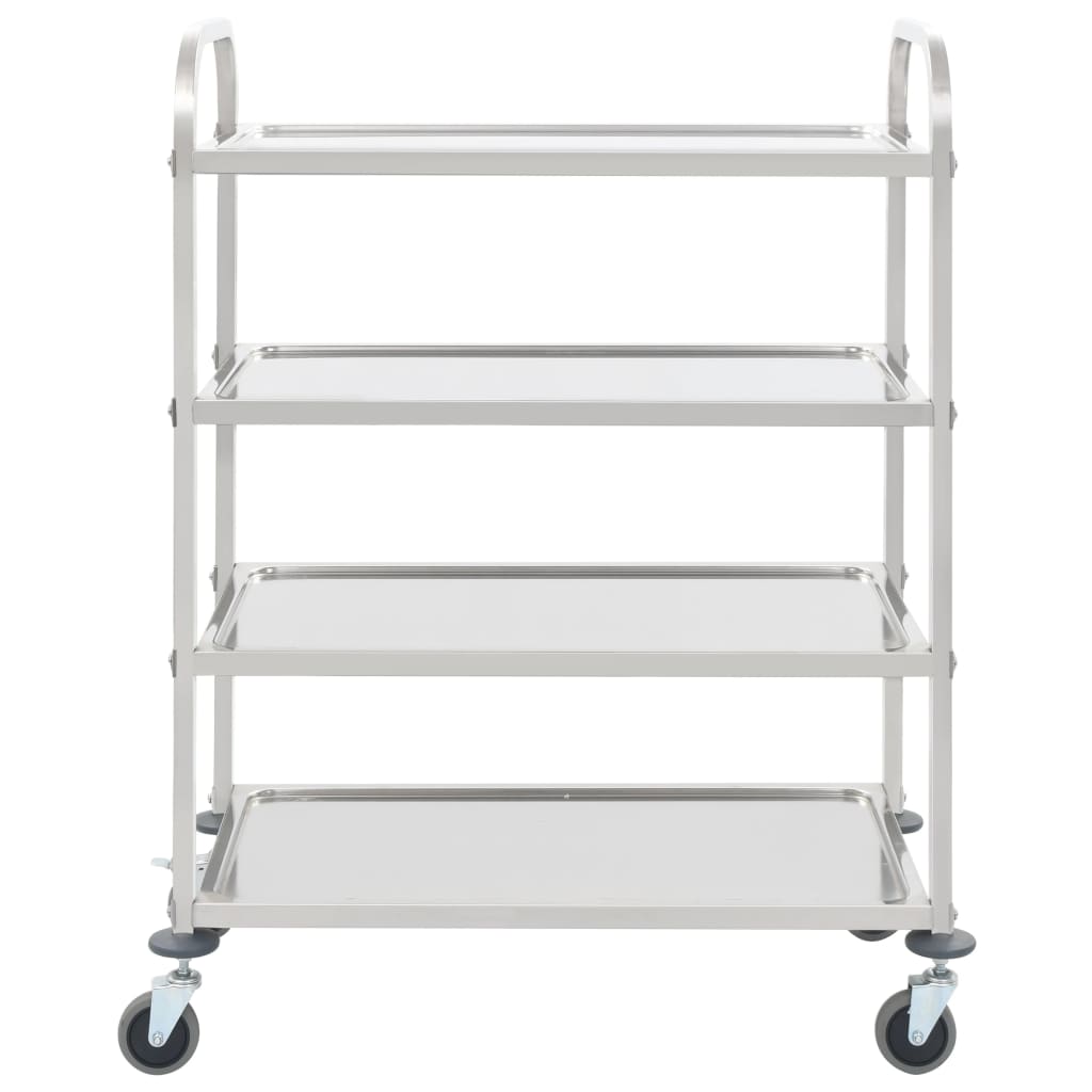 Carrito auxiliar Rhino 4 niveles con ruedas acero inoxidable 125x107x55 cm fondo blanco