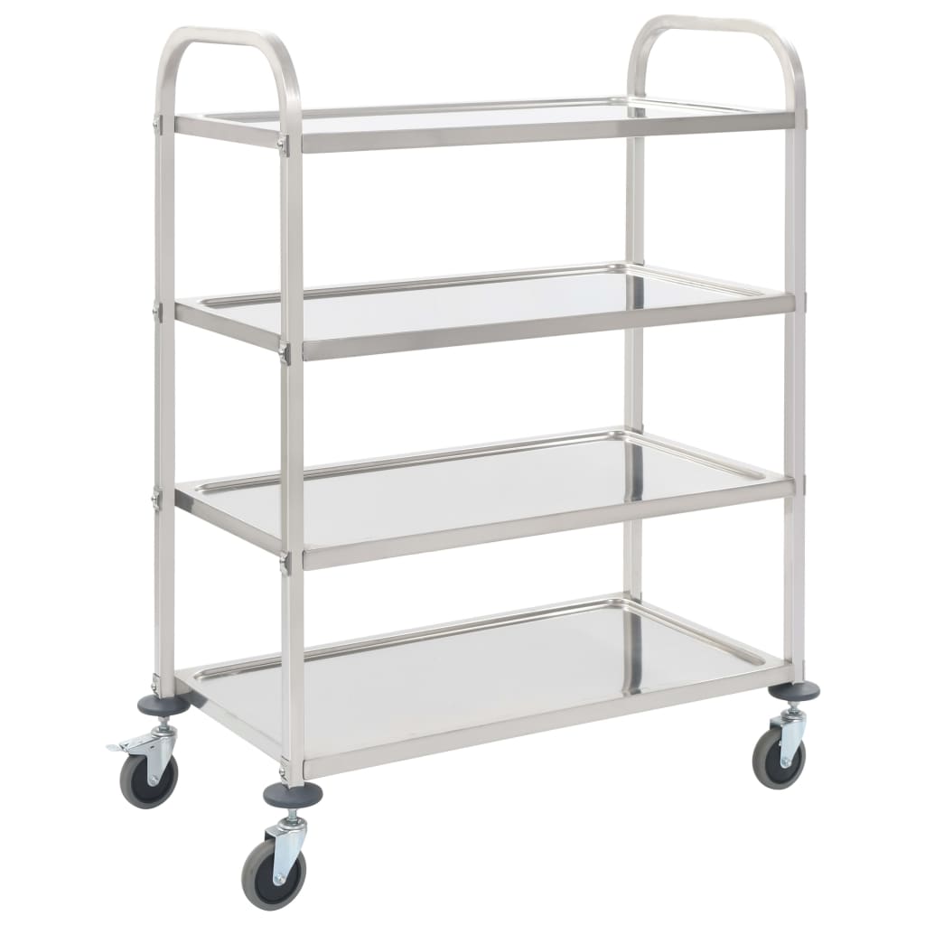 Carrito auxiliar Rhino 4 niveles con ruedas acero inoxidable 125x107x55 cm lateral
