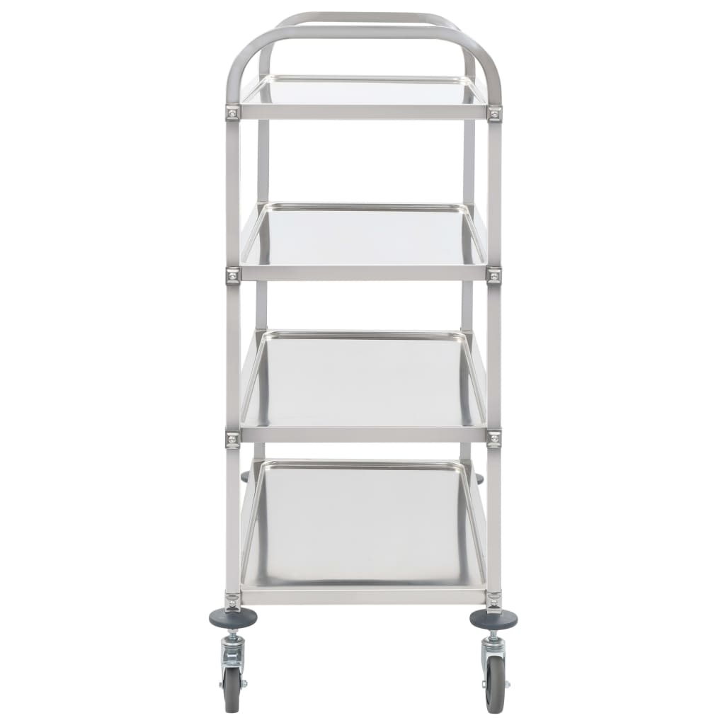 Carrito auxiliar Rhino 4 niveles con ruedas acero inoxidable 125x107x55 cm lateral