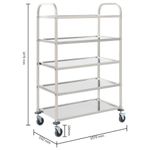 Carrito auxiliar Wine 5 niveles con ruedas acero inoxidable 147x107x55 cm medidas