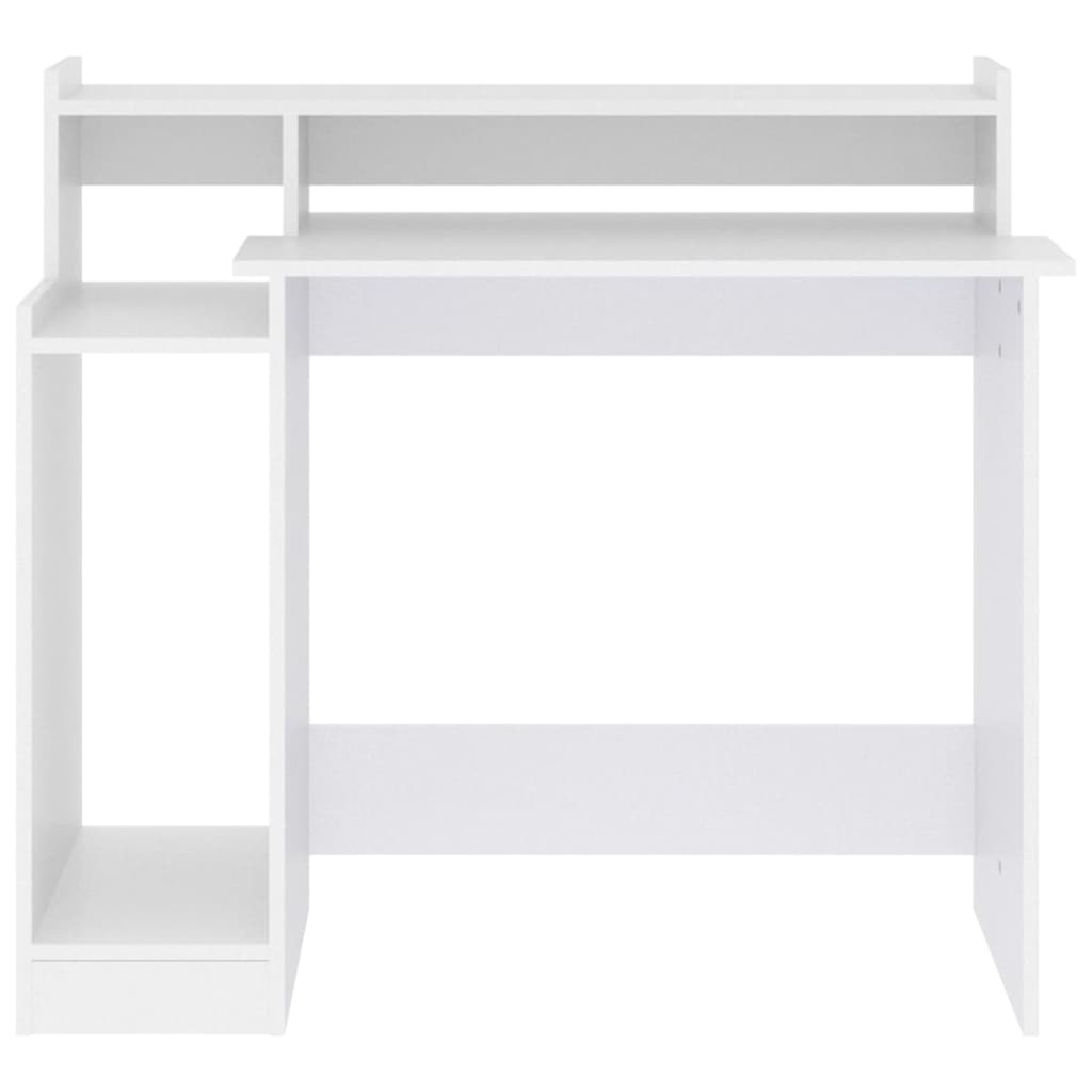 Escritorio Campoamor luz LED con estantes blanco 90x97x45 cm