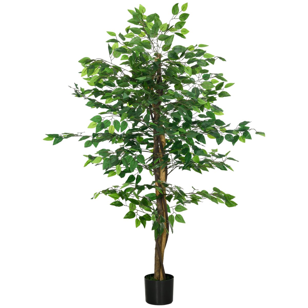 Planta imitación ficus Homcom 882 hojas verde 150 cm fondo blanco